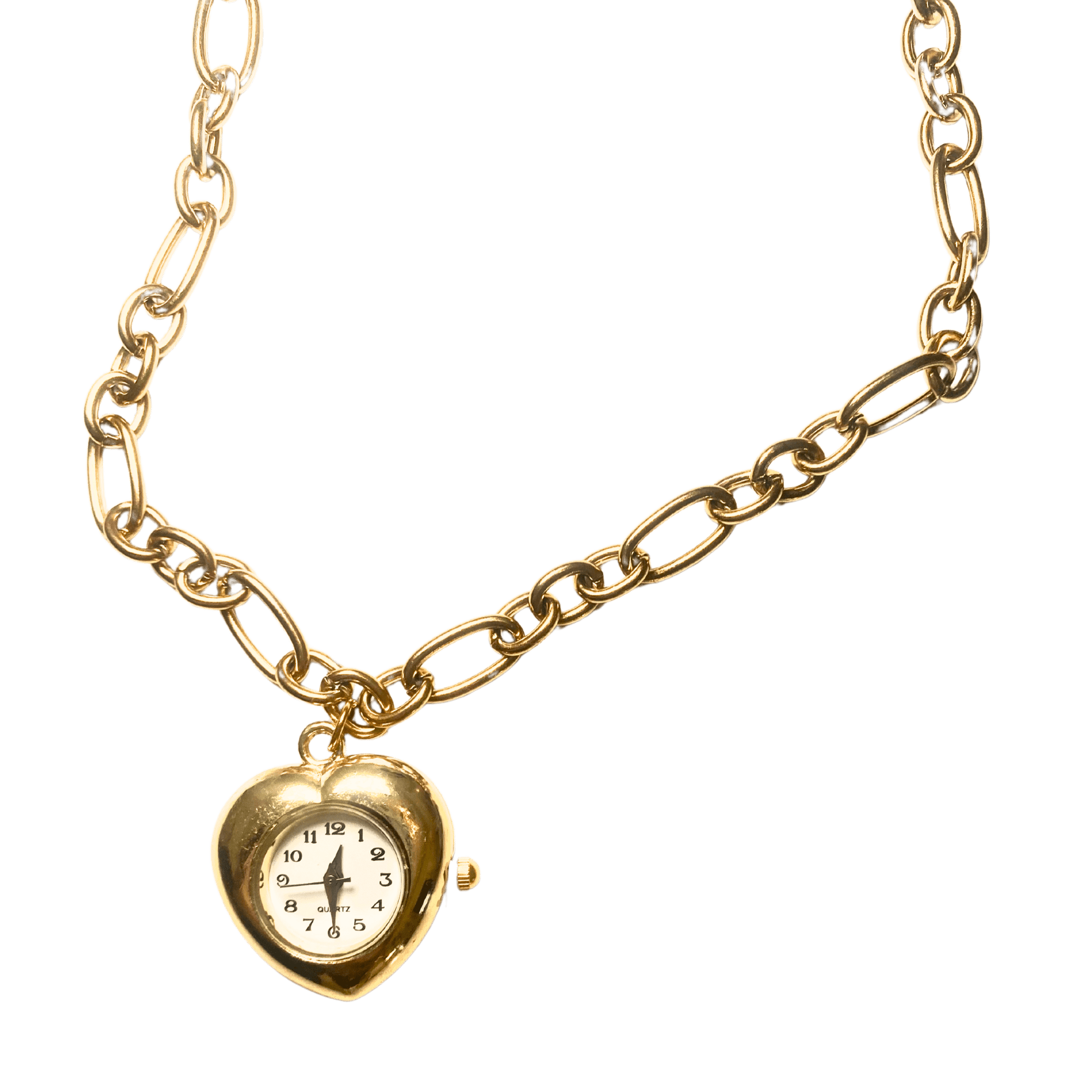 Watch Necklace - Steel Chain , Heart Shaped, Really Works - Tsuru