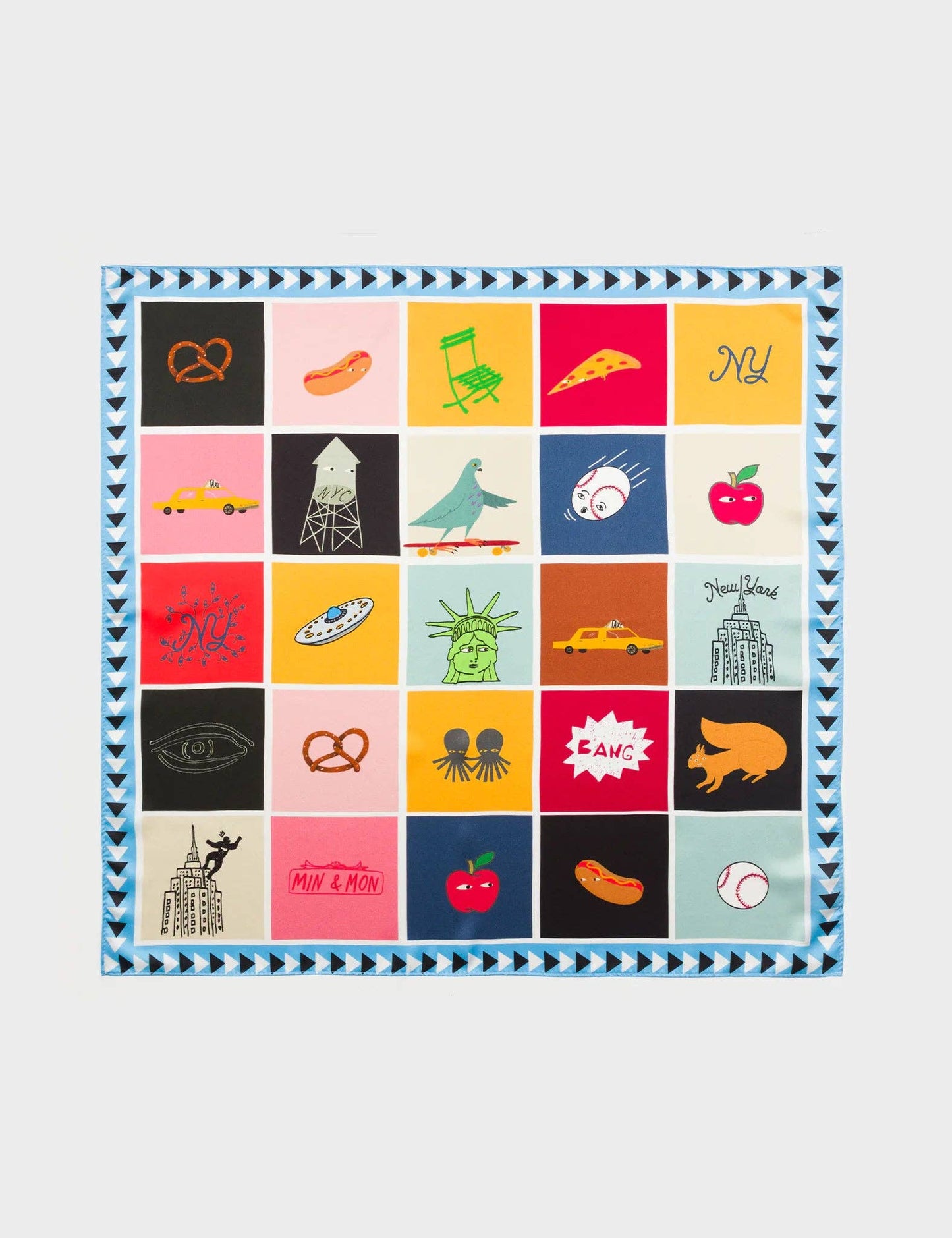 Blue Silk Scarf - New York Bingo