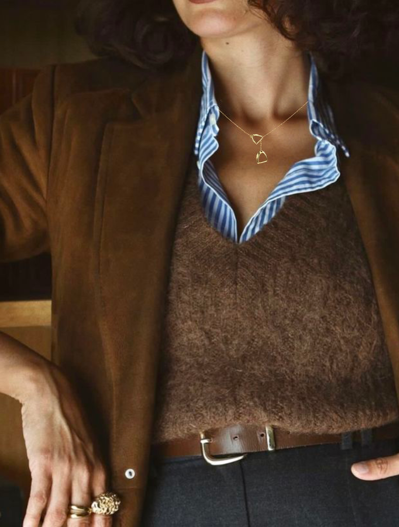 Colt & Filly Stirrup Lariat Steel Necklace- Waterproof