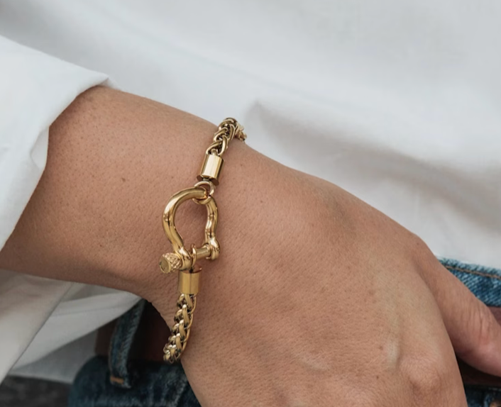 Horse Bit Carabiner Bracelet- Steel - Charm Bracelet 14K PVD