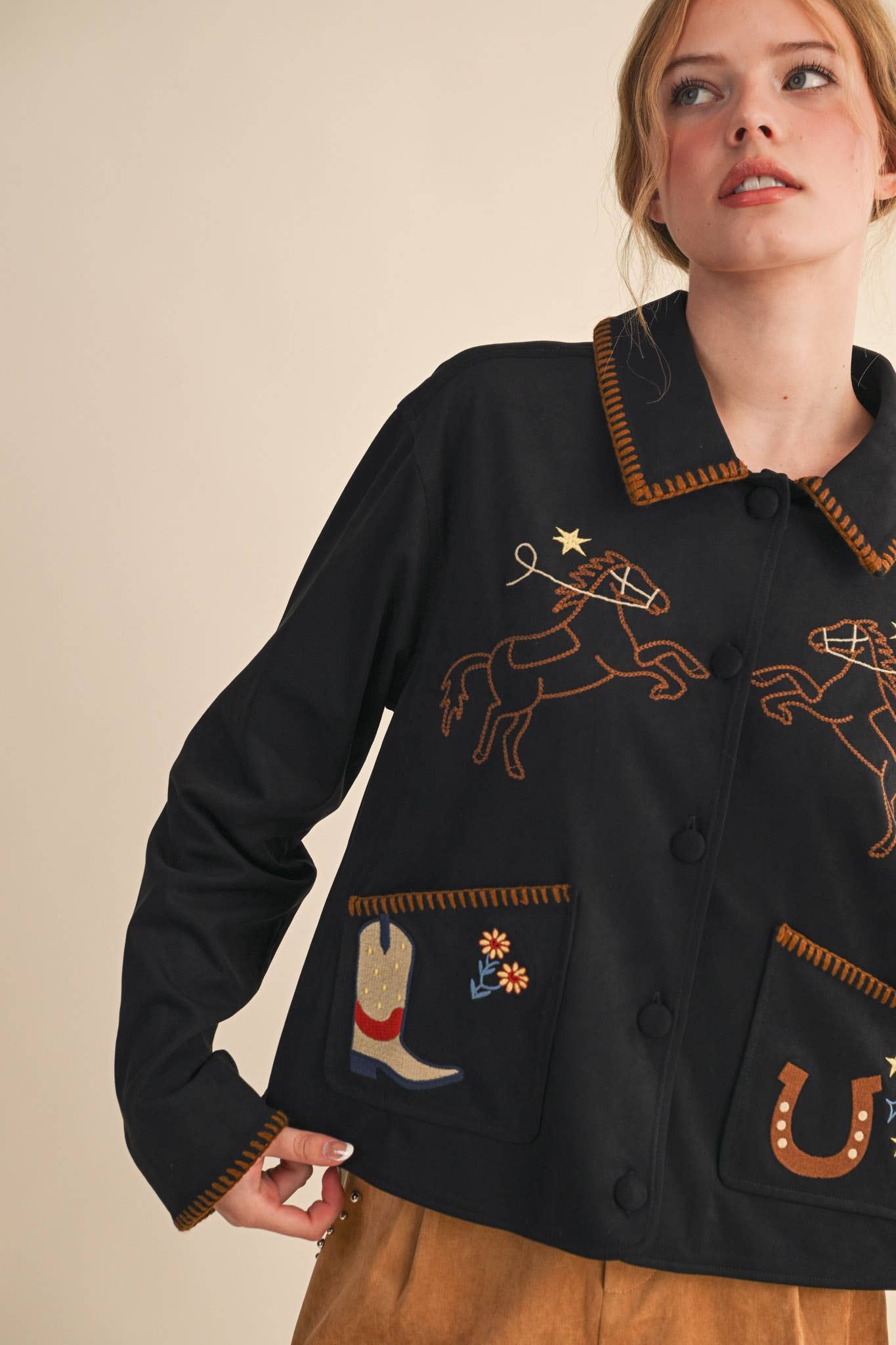 Western Embroidery Suede Jacket