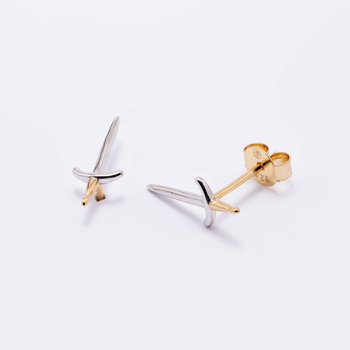 14K Gold Plated Dagger Stud Earrings