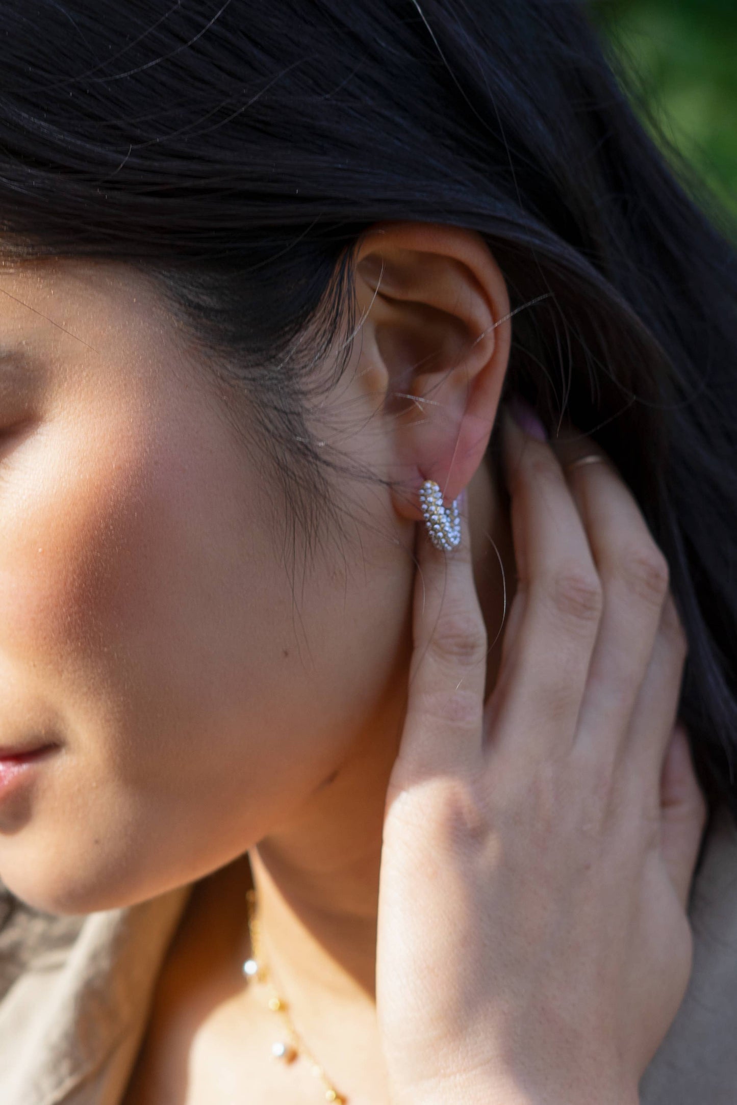 Pearl Mini Dot Hoops - 18K Gold Plated