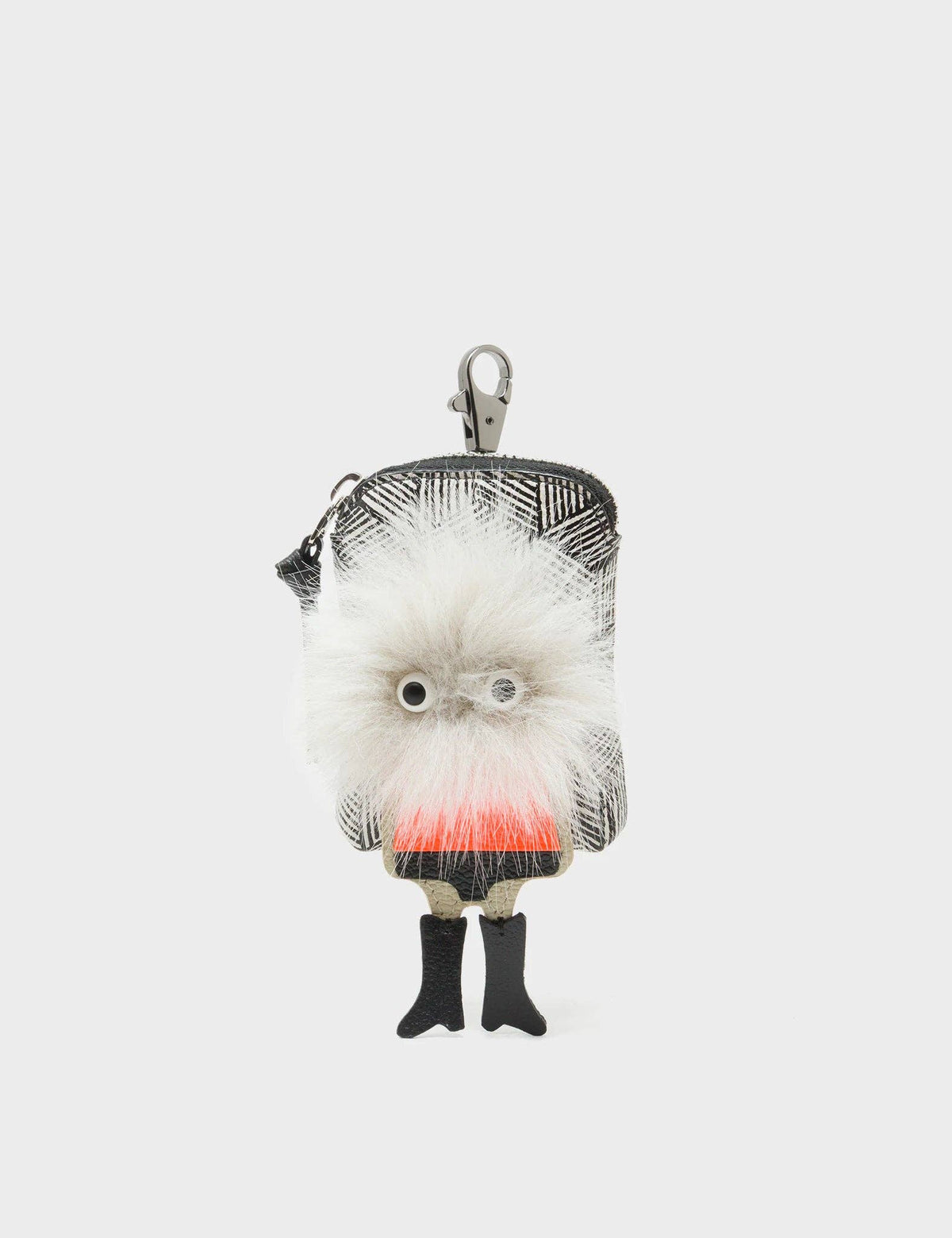 Florence Pouch Charm - Cream Leather Keychain Monster Applique