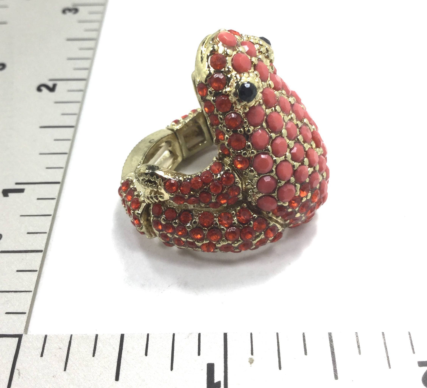 Red Beaded Frog Ring