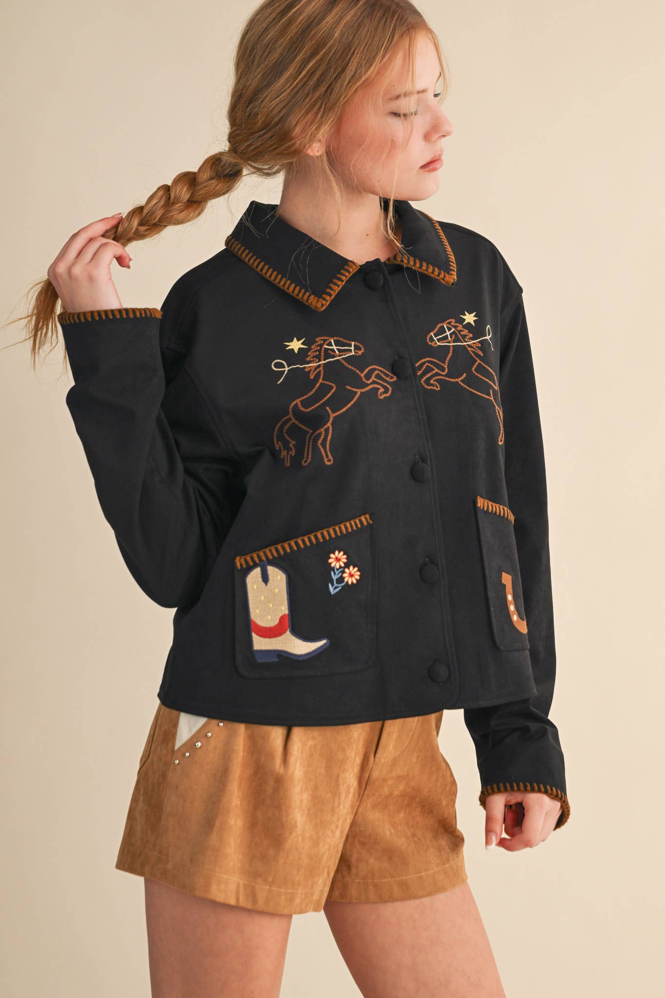 Western Embroidery Suede Jacket