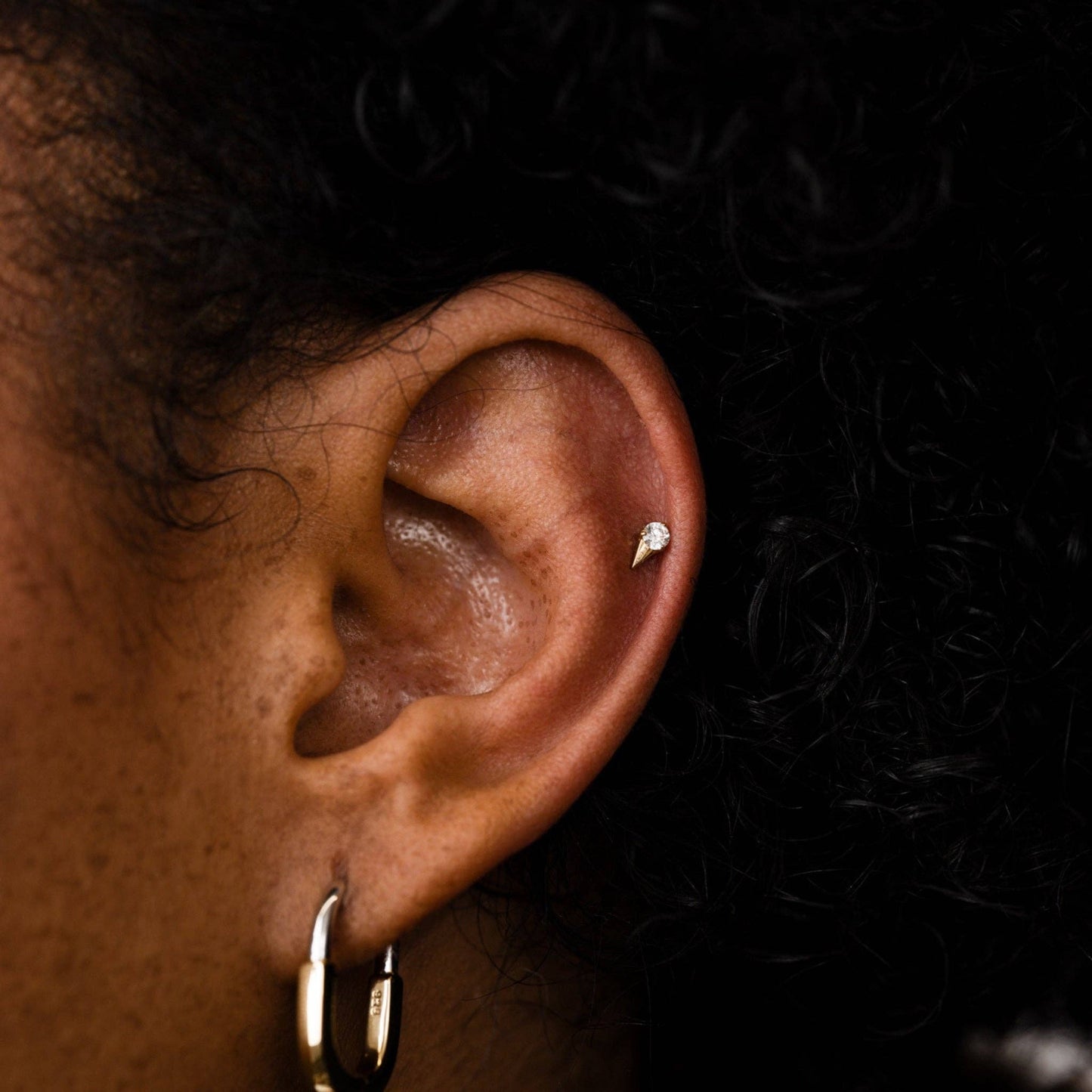 14k Gold Plated Spike CZ Flat Back Studs