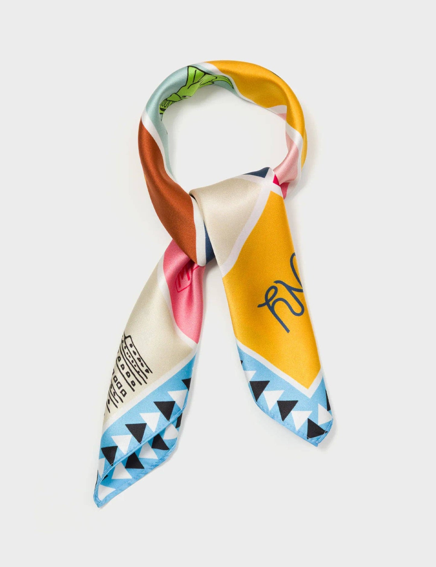 Blue Silk Scarf - New York Bingo