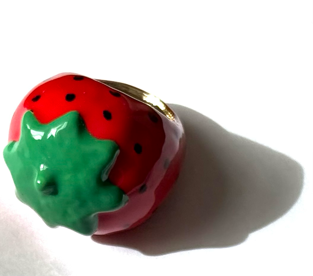 Fruit Basket Ring- Large Dome Fruit Rings- Enamel Hand Made