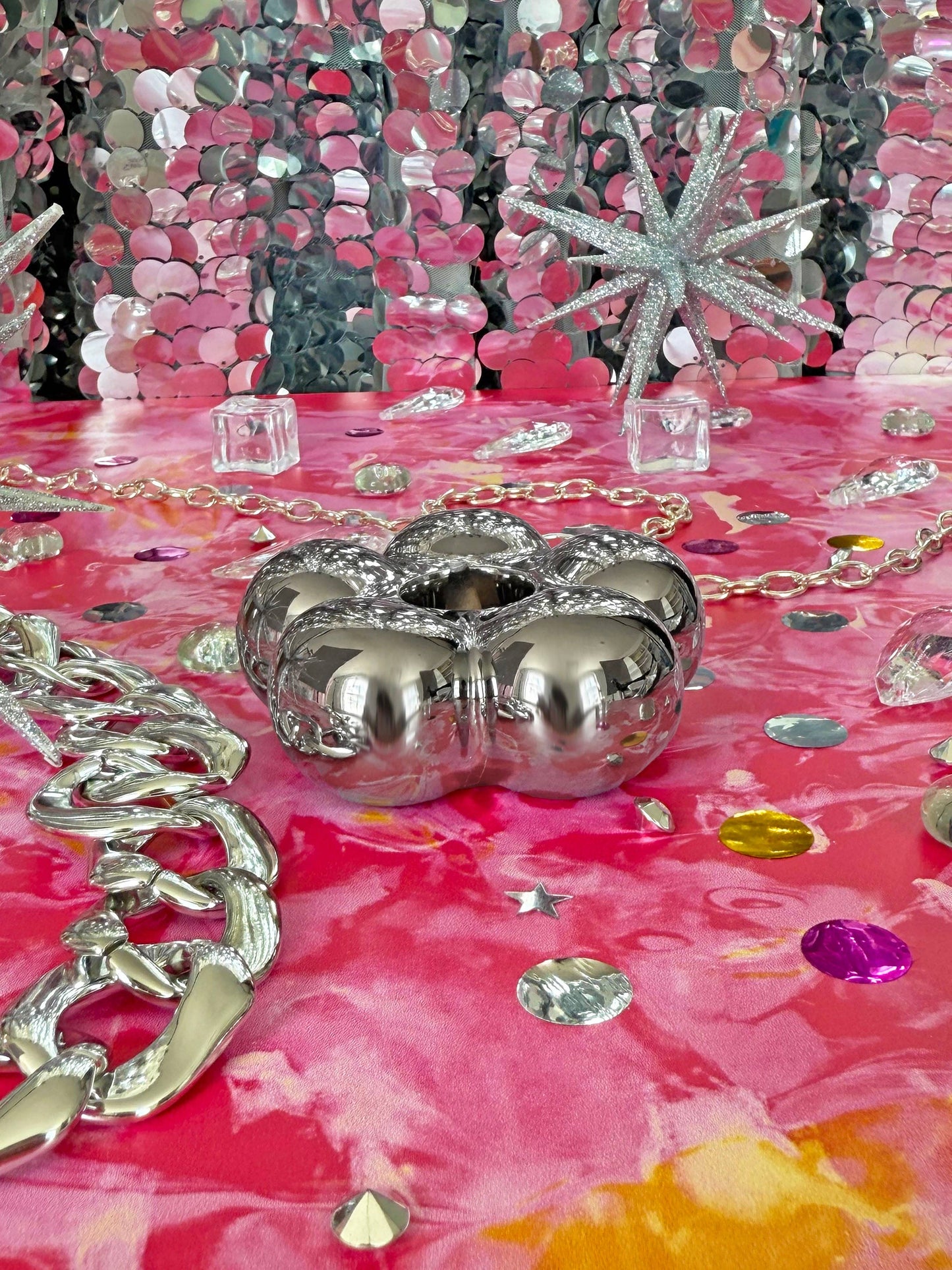 Chrome Flower Incense Holder