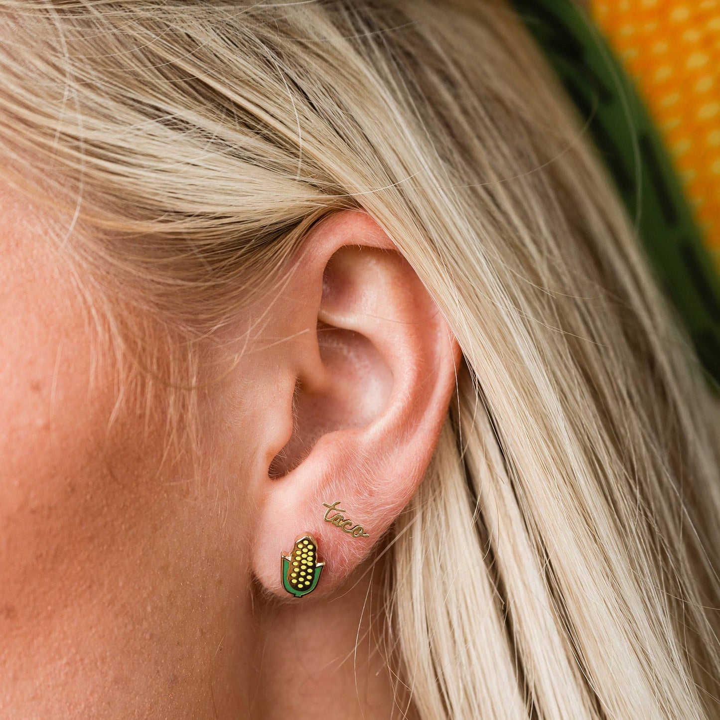 Corn on the Cob Enamel Stud Earrings