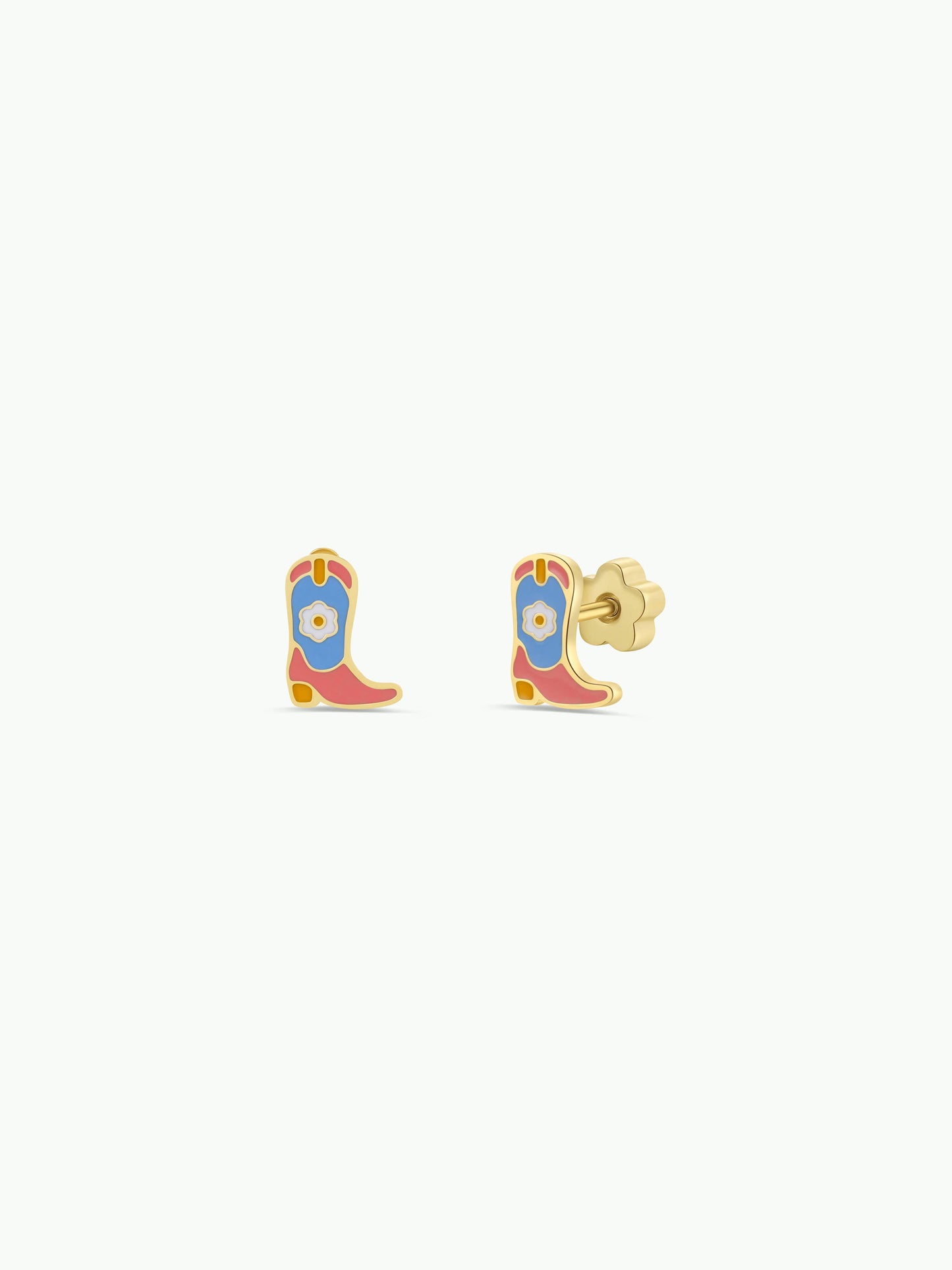 Boot Enamel Flat Back Kids Earrings