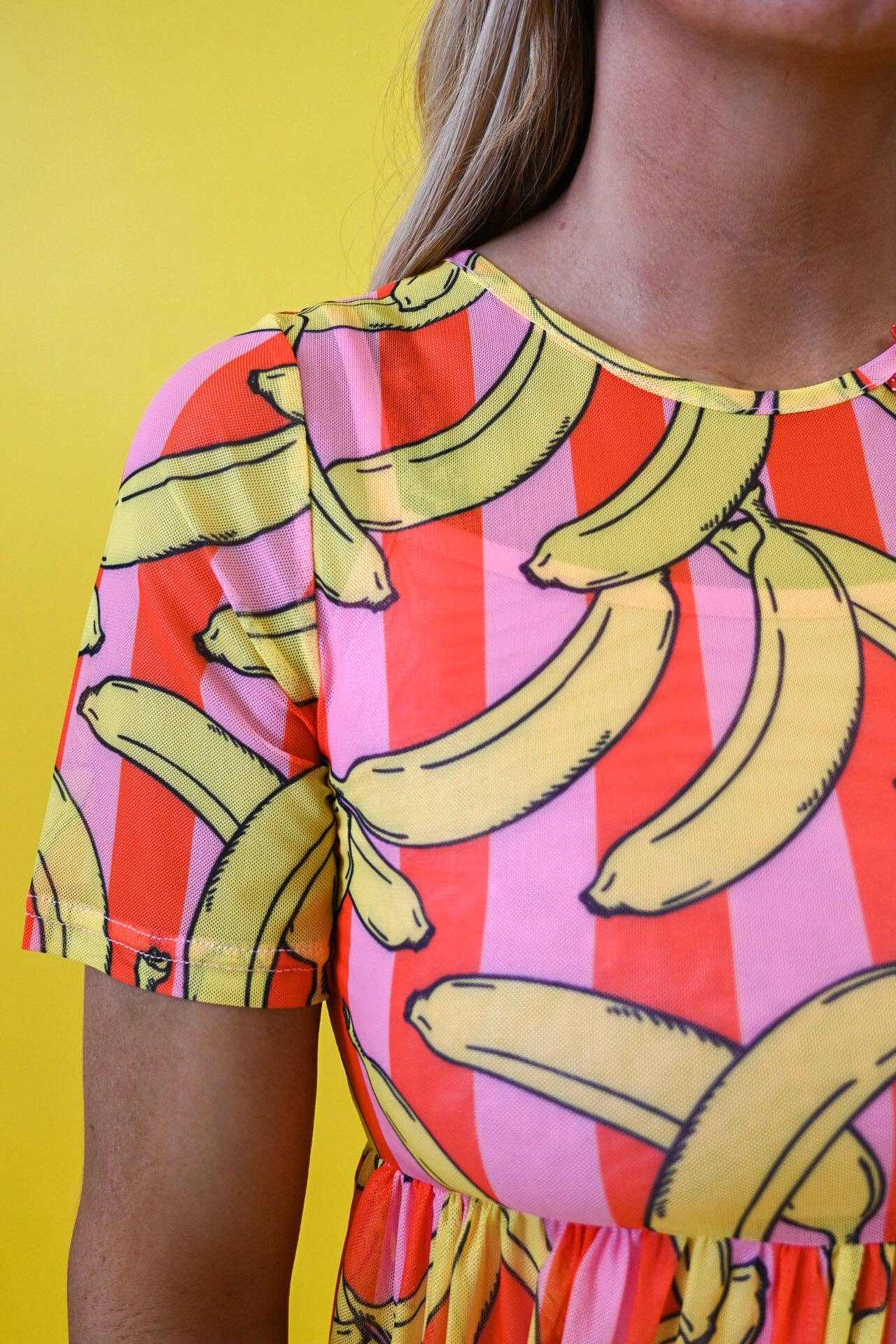 Peelin’ Good Pink Banana Mini Mesh Dress