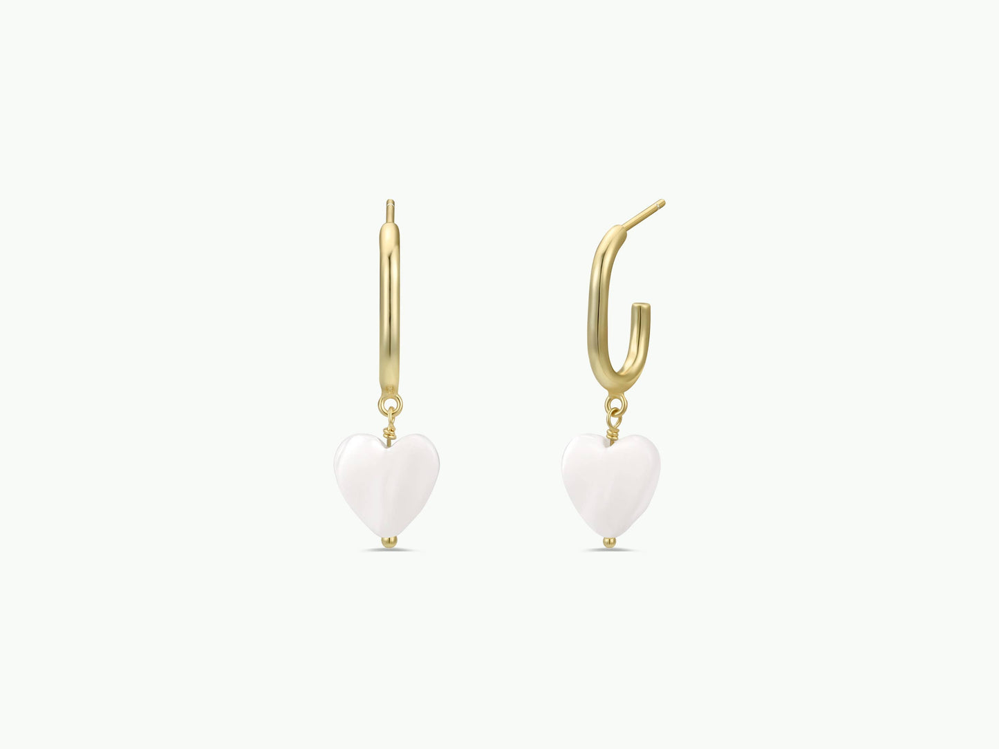 Heart Drop -Mother of Pearl - Gold Earrings