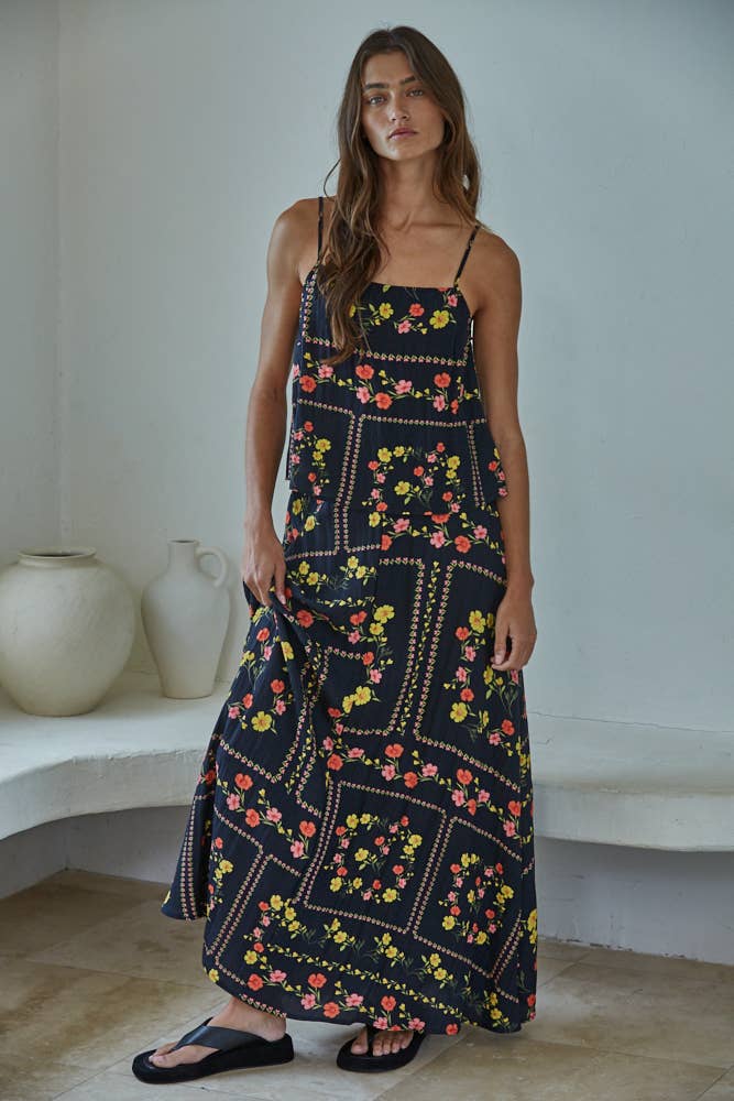 Floral Print Tube Neck Top