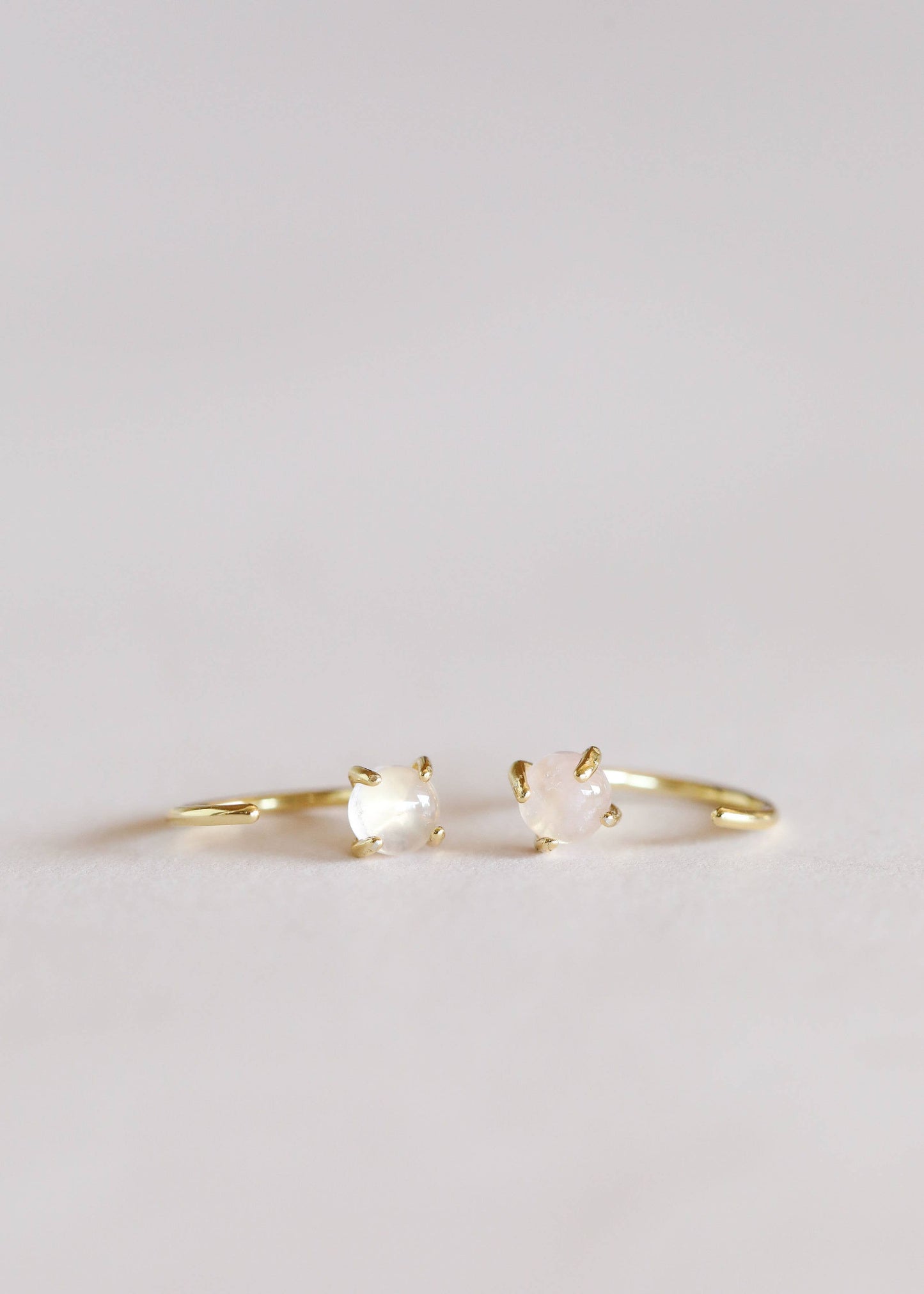 Huggies - Rose Quartz - Gold Earrings