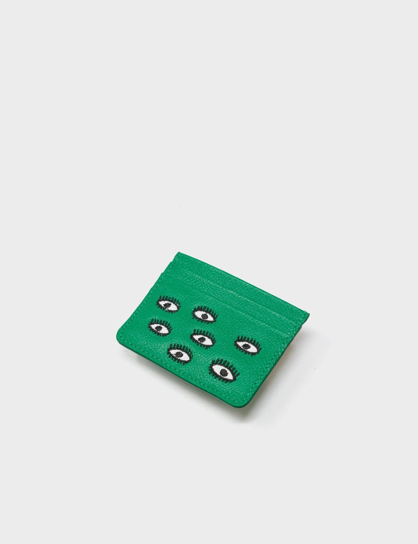 Filium Irish Green Leather Cardholder - All Over Eyes Embroidery