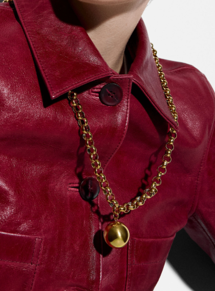 Aalia The Ball and Chain- Steel Sphere Necklace 18K Gold PVD