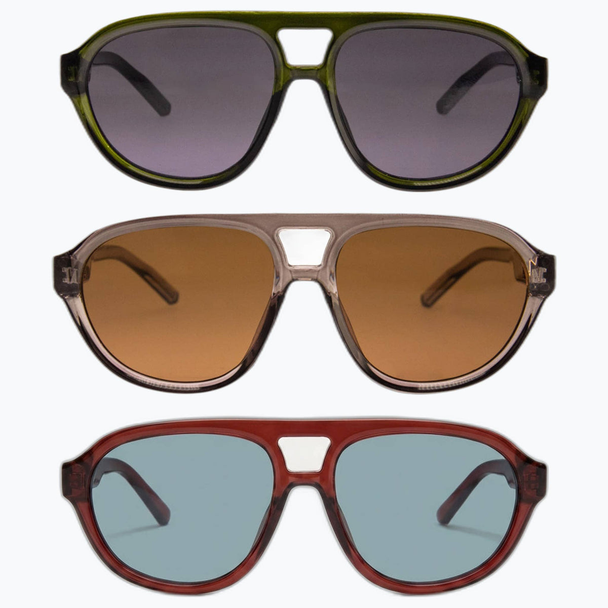 Horizon - Retro Polarized Aviator Sunglasses for Women & Men in grey, rose red, or green