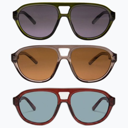 Horizon - Retro Polarized Aviator Sunglasses for Women & Men in grey, rose red, or green