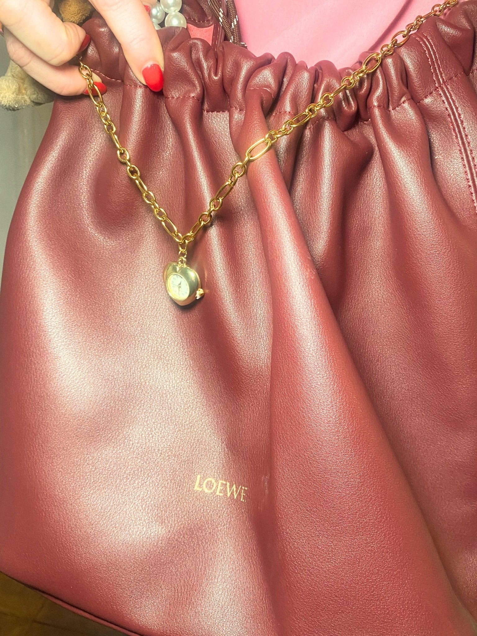 Watch Necklace - Steel Chain , Heart Shaped, Really Works - Tsuru