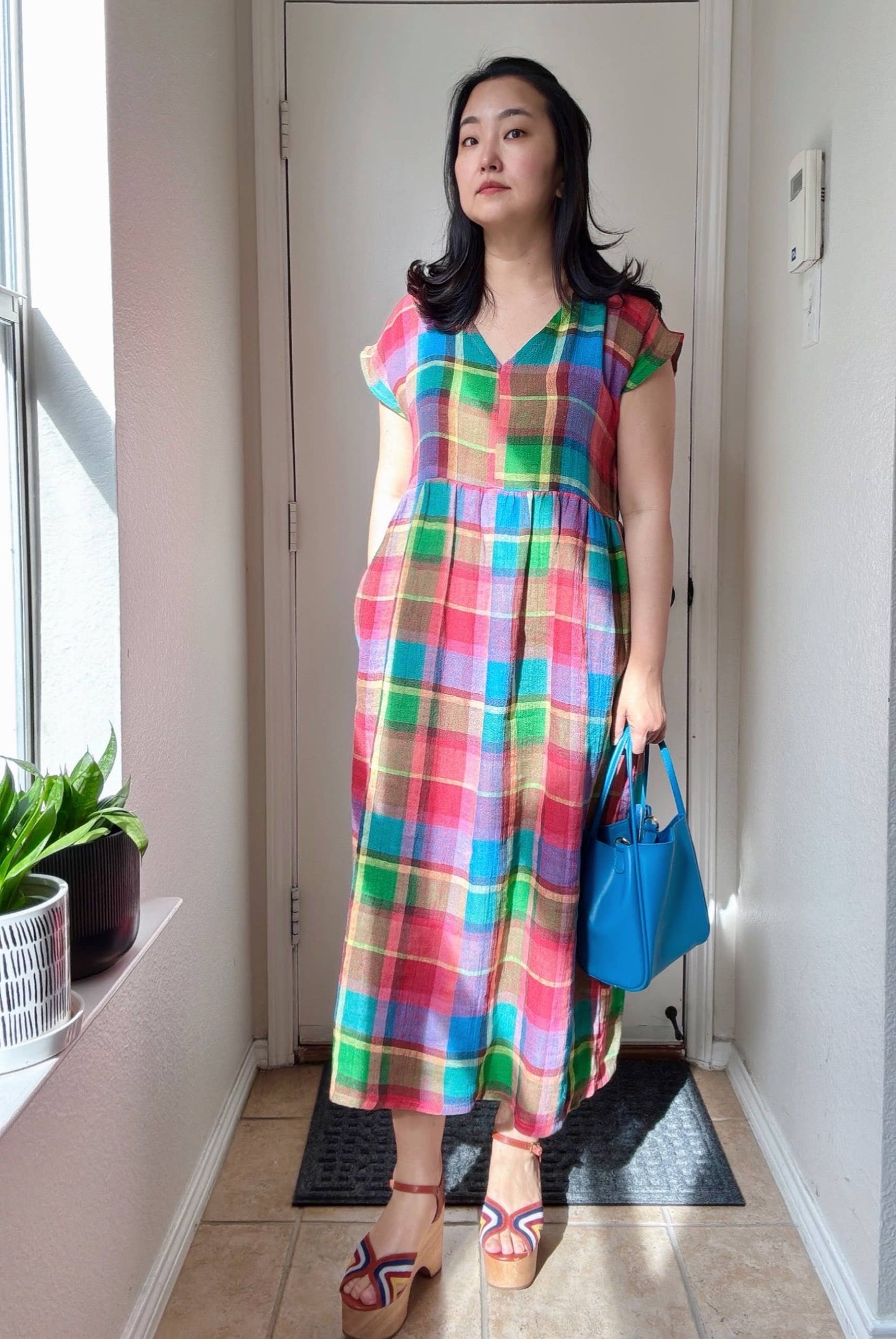 Neon multi linen dress