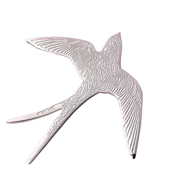Swallow Bird Pin - Broach - Carved Steel Waterproof - Tsuru