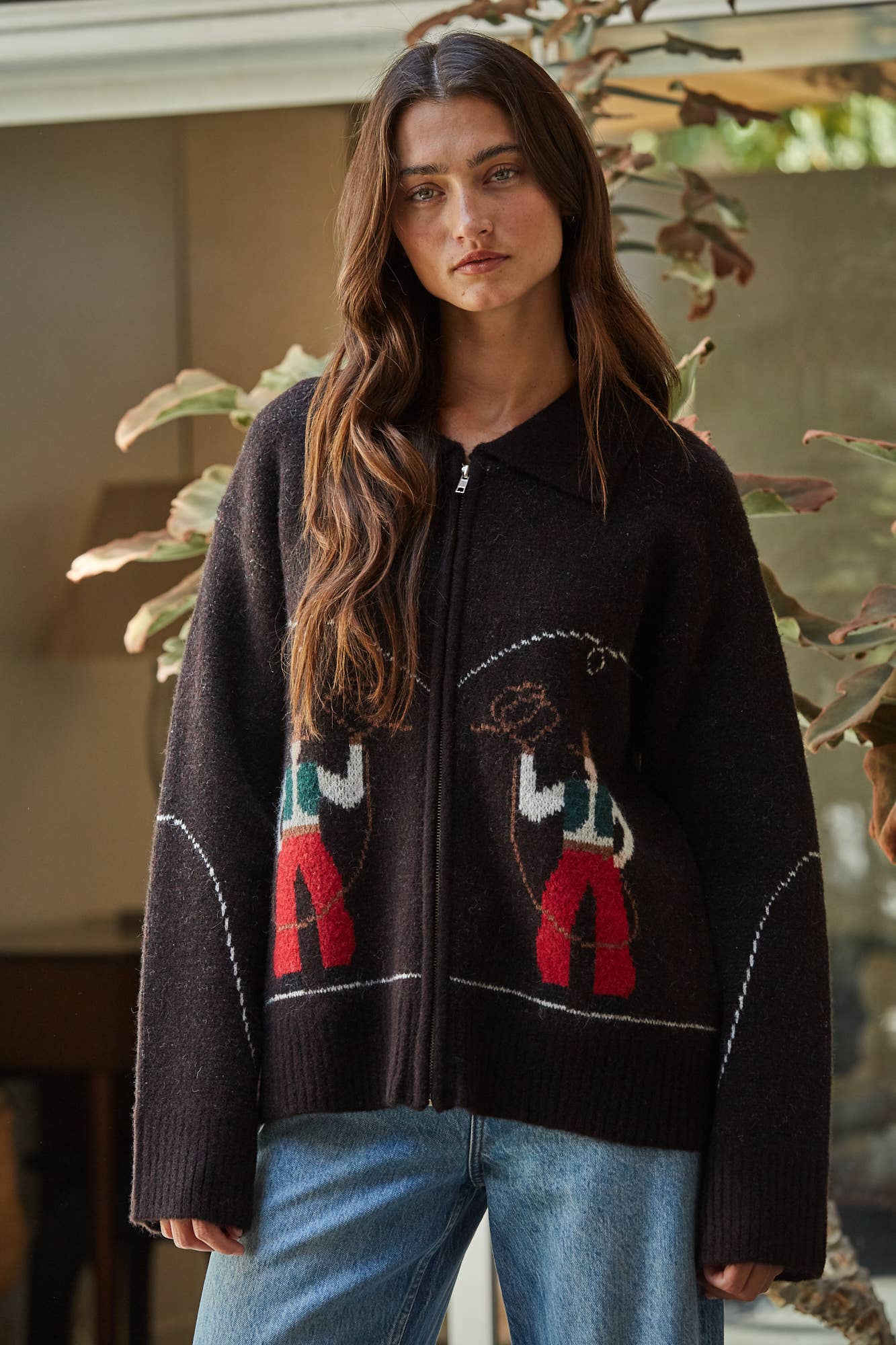 Howdy Cowboy Knit Printed Sweater