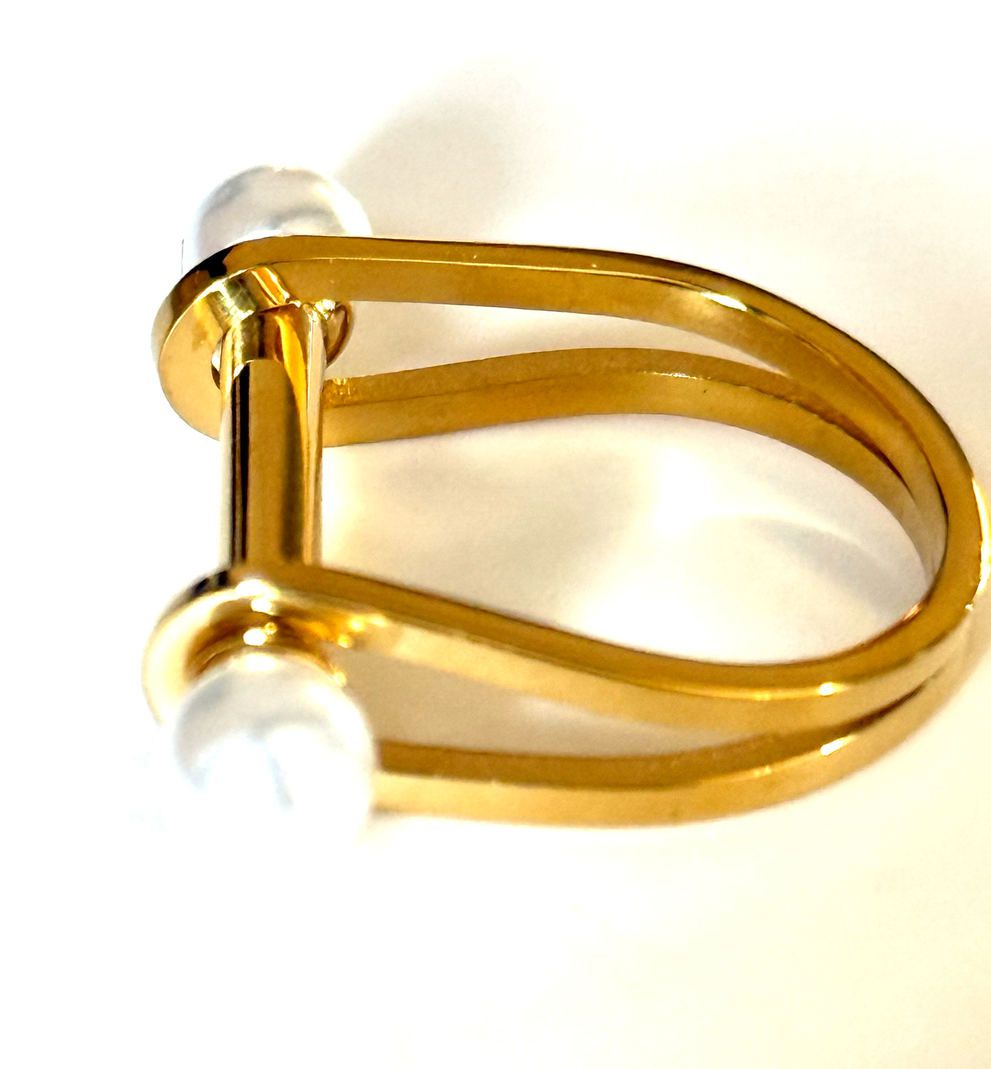 Snaffle- Stirup Steel 14K Gold Ring