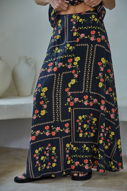 Floral Print Midi Skirt
