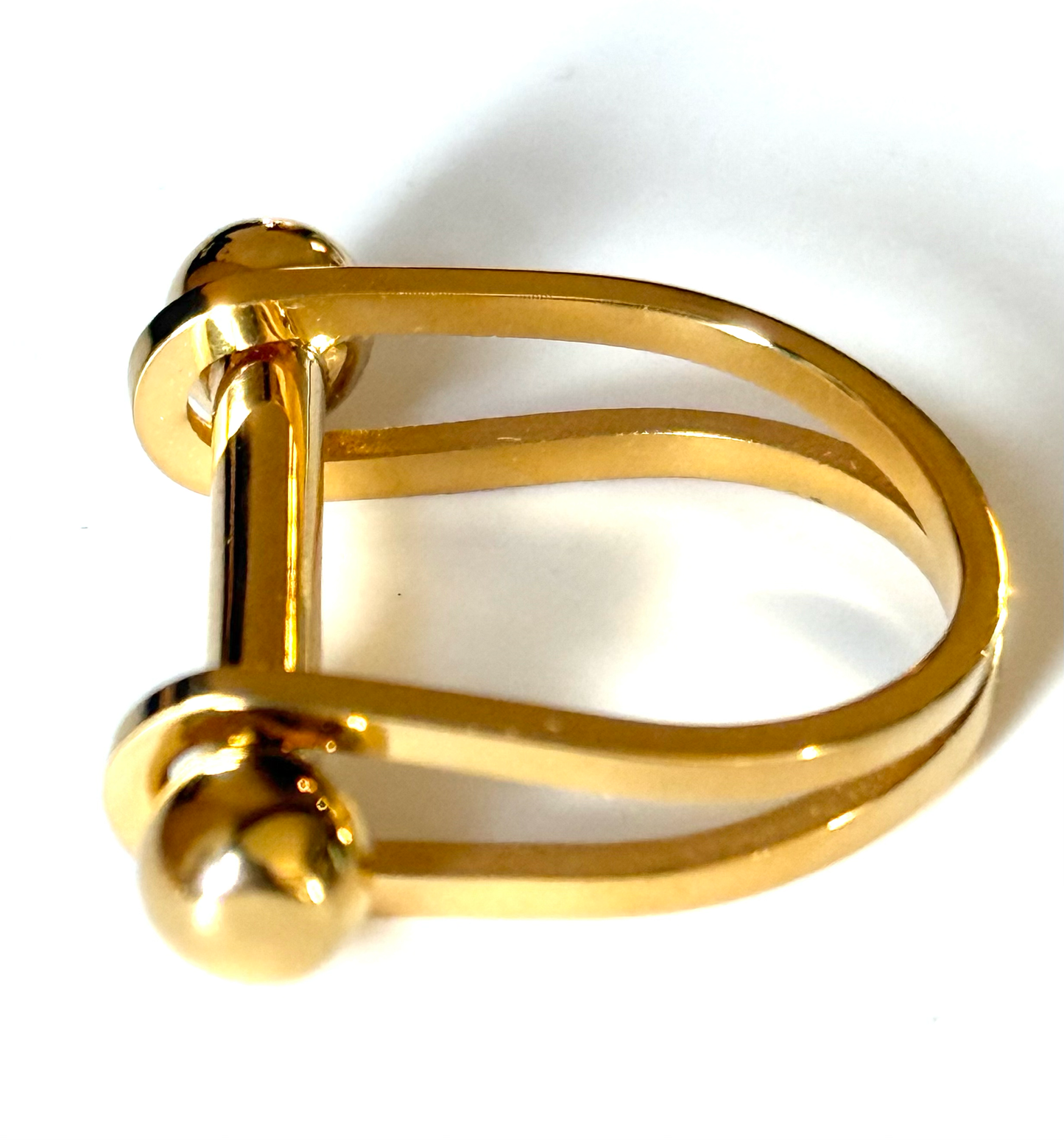 Snaffle- Stirup Steel 14K Gold Ring
