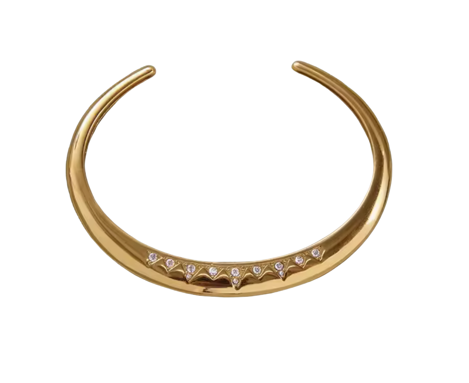 Up Side Crystal Cuff Bangle Bracelet- 14K PVD - Waterproof 