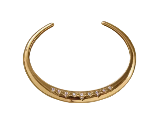 Up Side Crystal Cuff Bangle Bracelet- 14K PVD - Waterproof 
