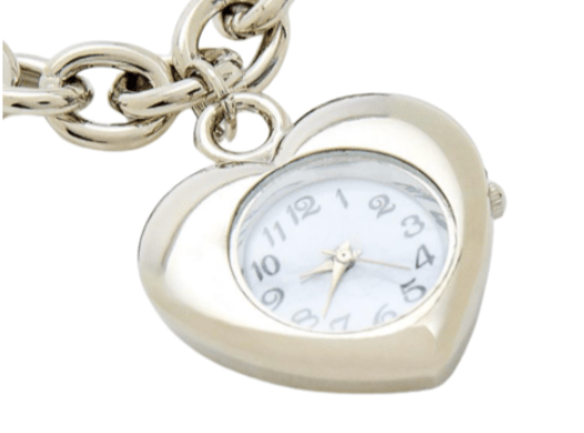 Watch Necklace - Steel Chain , Heart Shaped, Really Works - Tsuru