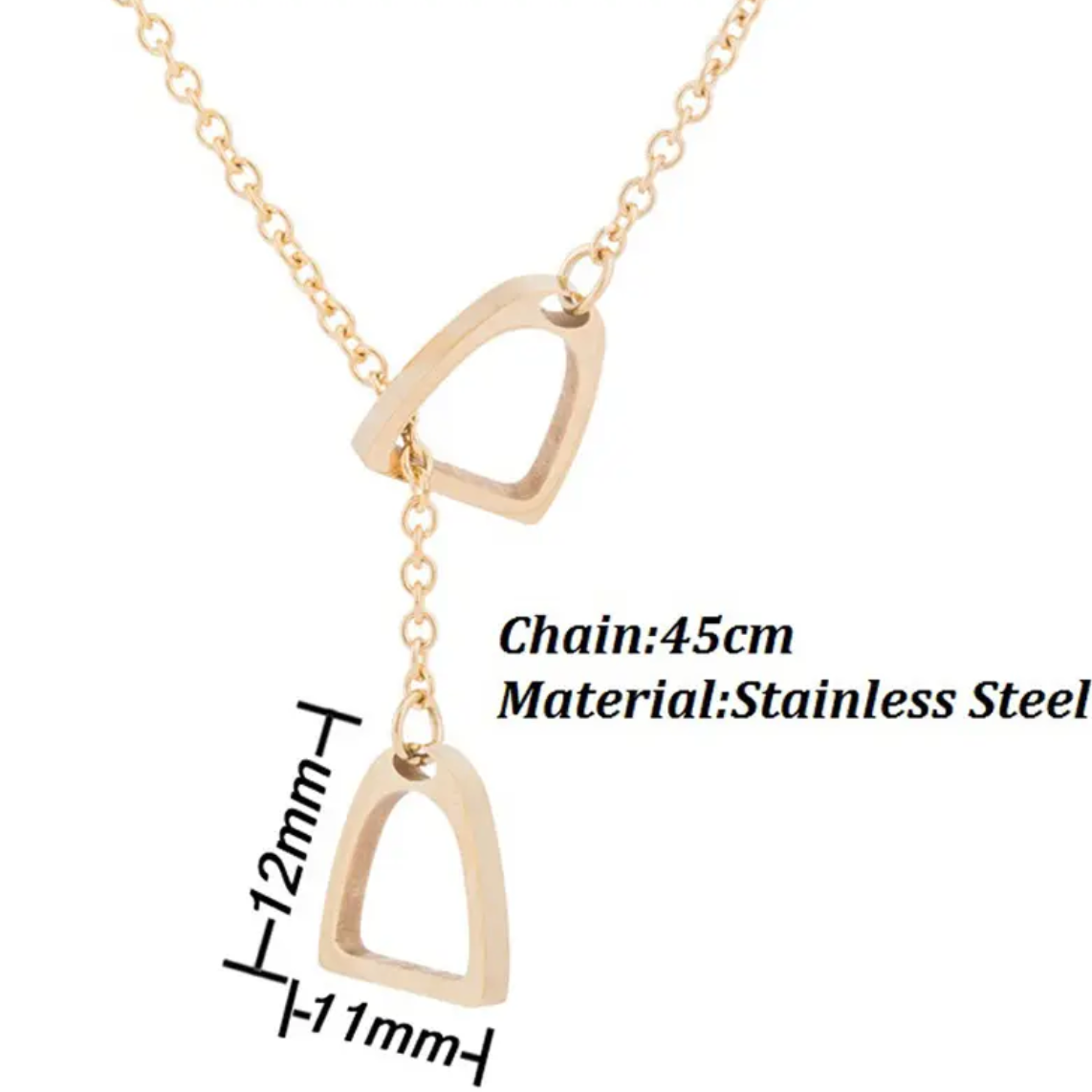 Colt & Filly Stirrup Lariat Steel Necklace- Waterproof