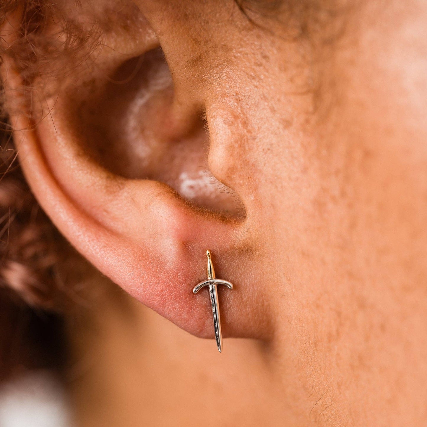 14K Gold Plated Dagger Stud Earrings