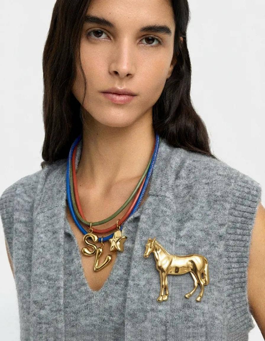 Pony Brooch Horse Pin - Horse Pin 14K Gold and Silver