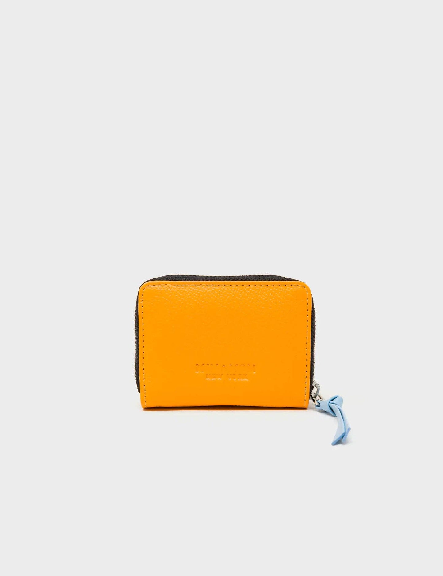 Frodo Flamingo Orange Leather Zip Around Wallet - Happy Tiger Embroidery