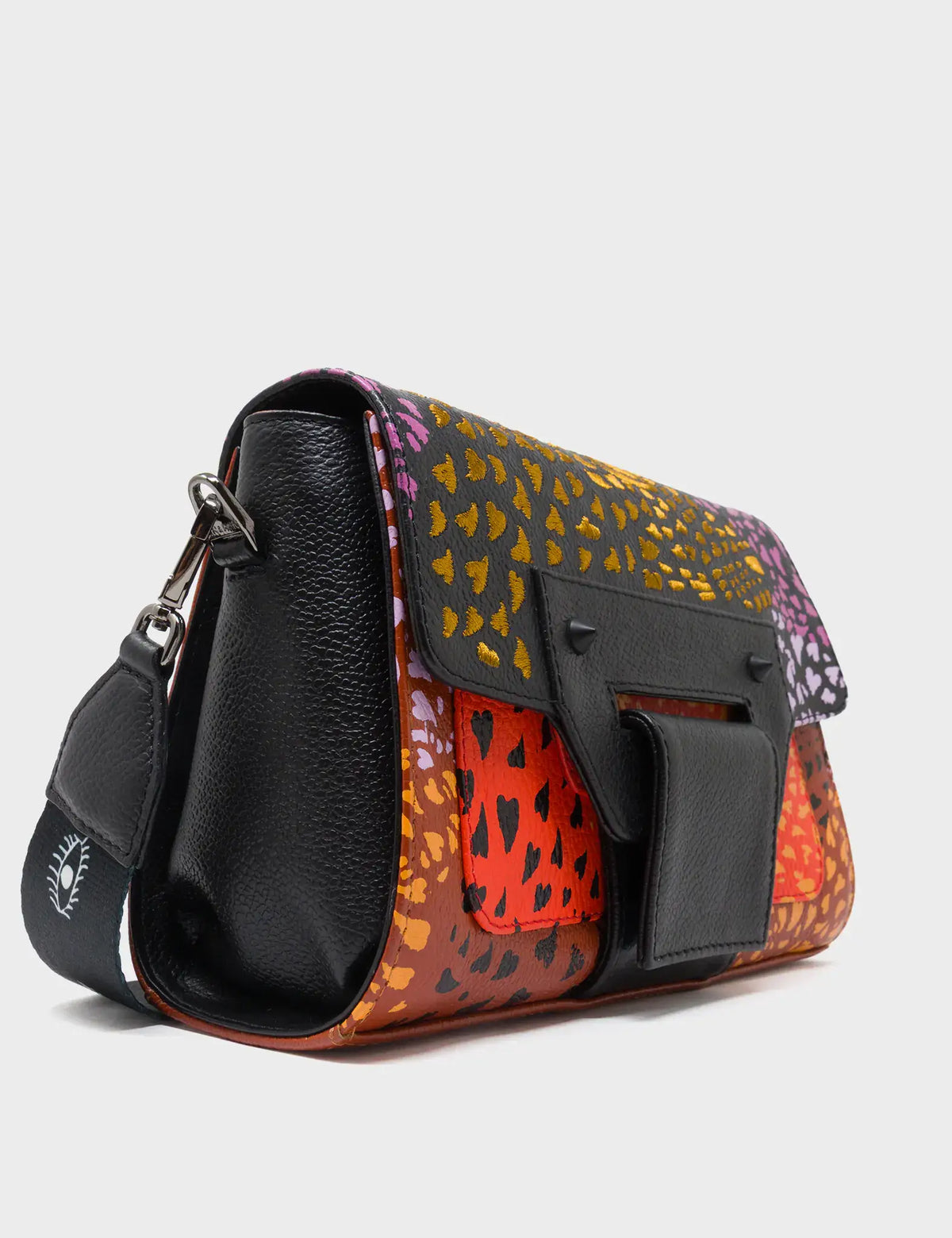 Cael Black Mini Shoulder Bag - Retro Tiger Embroidery