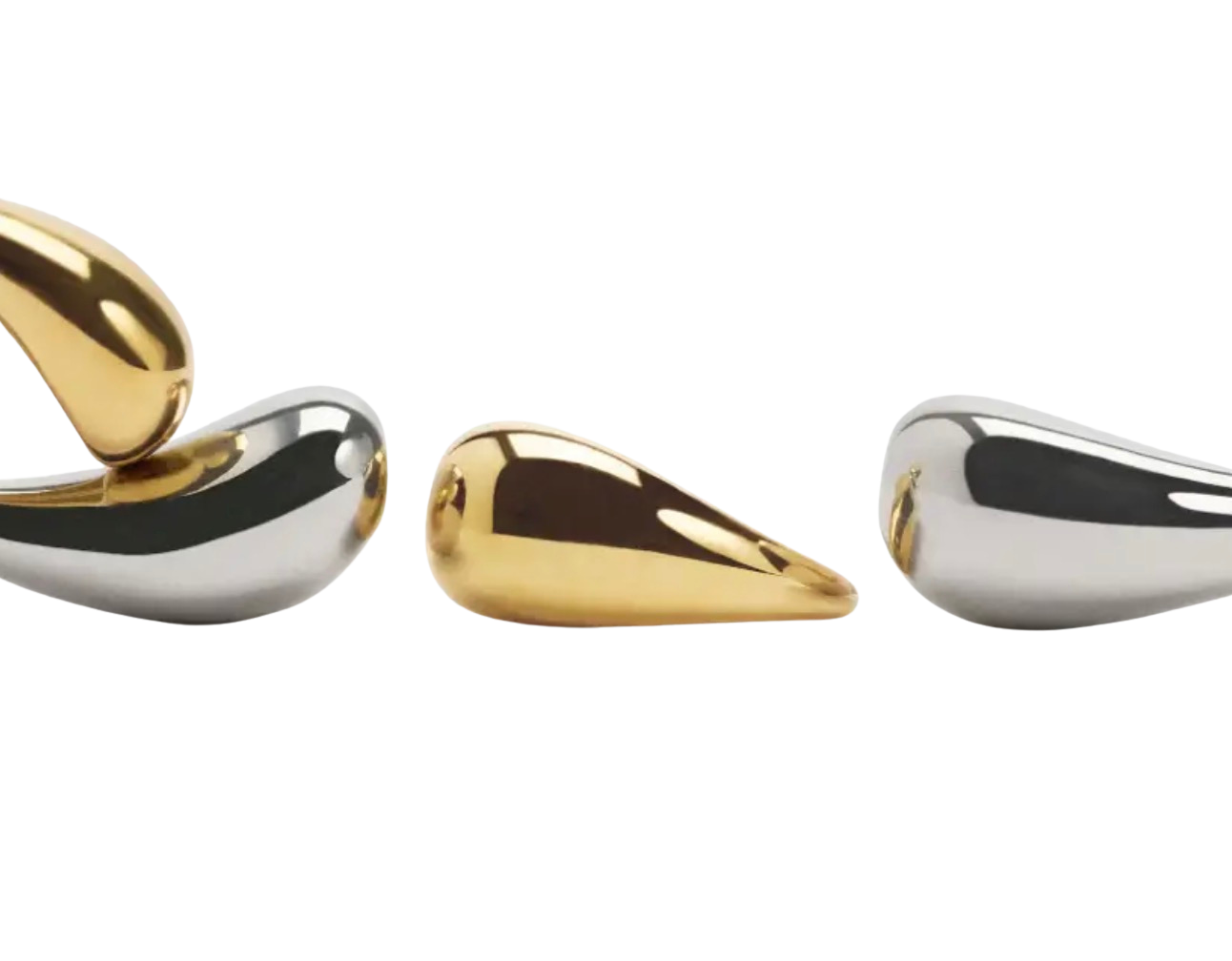 Martha-double Drop Two Tone 14K PVD Stud Earrings