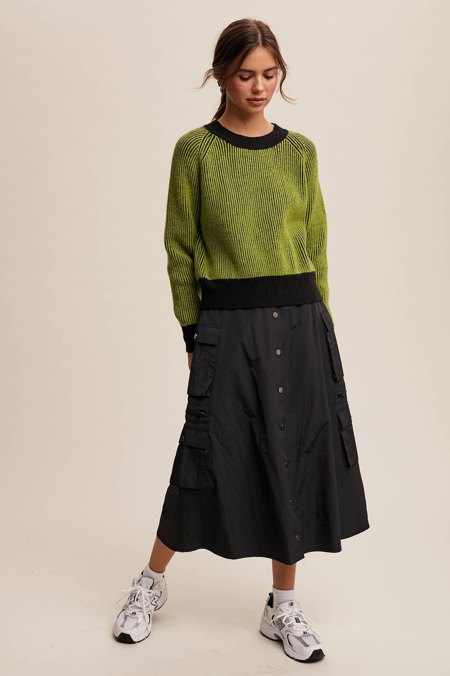 Colorblock Striped Ribbed Sweater