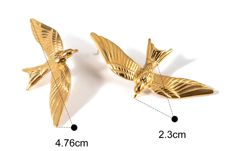 Take Flight- Swallow 14K gold Stud Earring  Stainless steel
