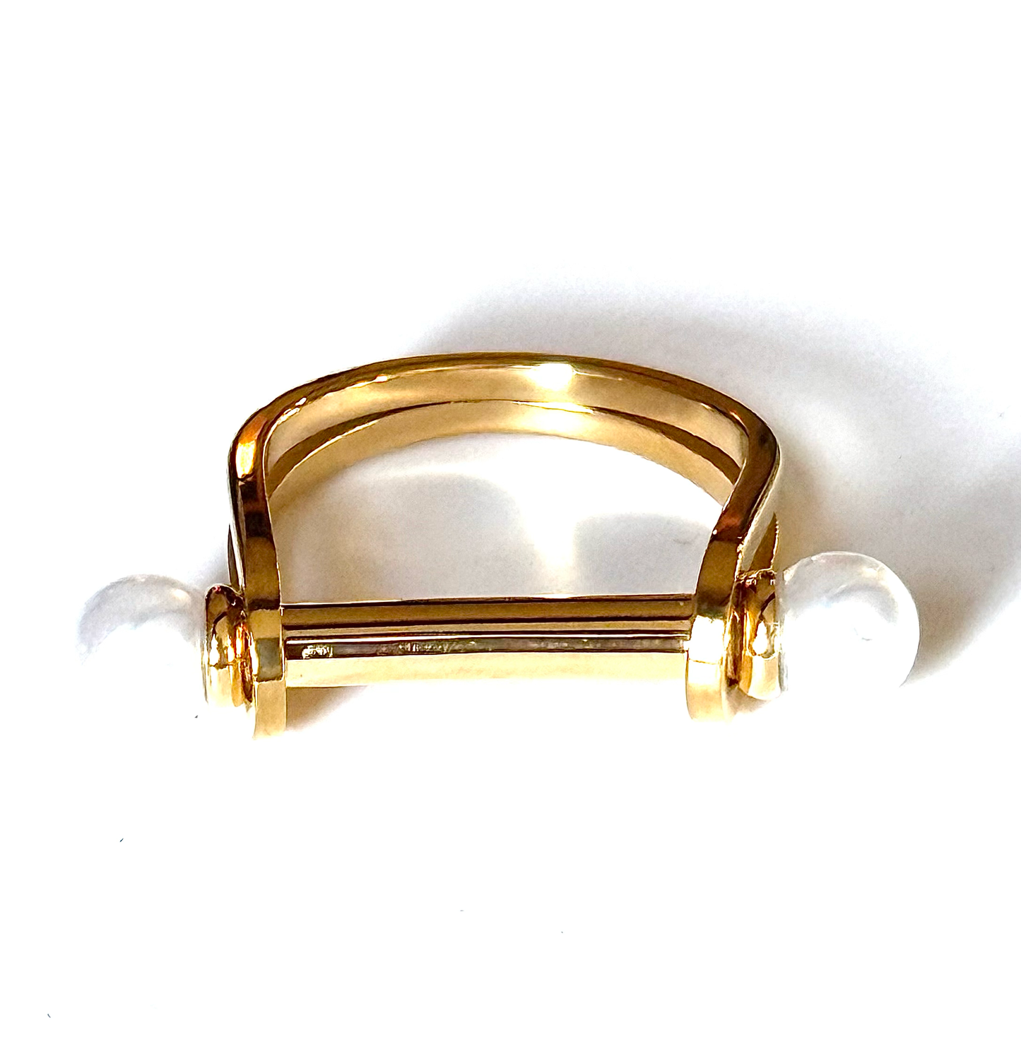 Snaffle- Stirup Steel 14K Gold Ring